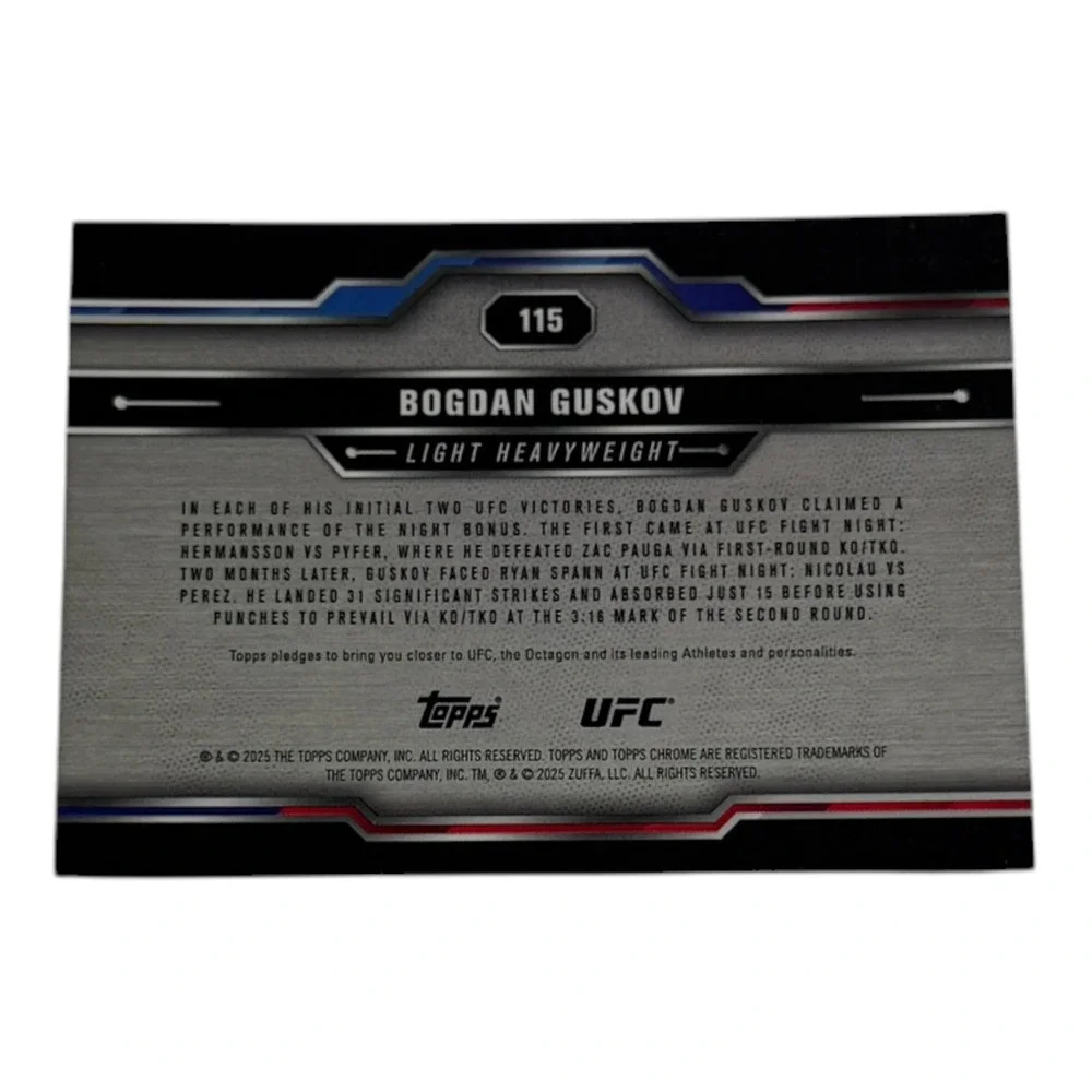 2025 Topps Chrome UFC Bogdan Guskov Rookie Card RC 115 Light‎ Heavyweight MMA